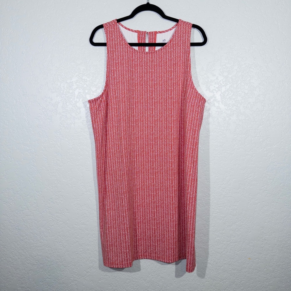 New Southern Tide Red Chevron Printed Performance Shift Dress Size XL